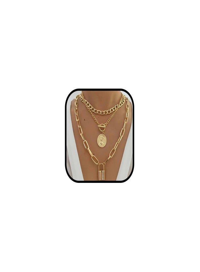JAVARNV Chunky Gold Necklace Layered Necklaces for Women Stackable Statement Necklace Punk Jewelry Fashion Accessories - Image 1
